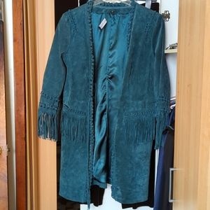 Pamela McCoy Genuine Suede Vintage Knee Length Jacket